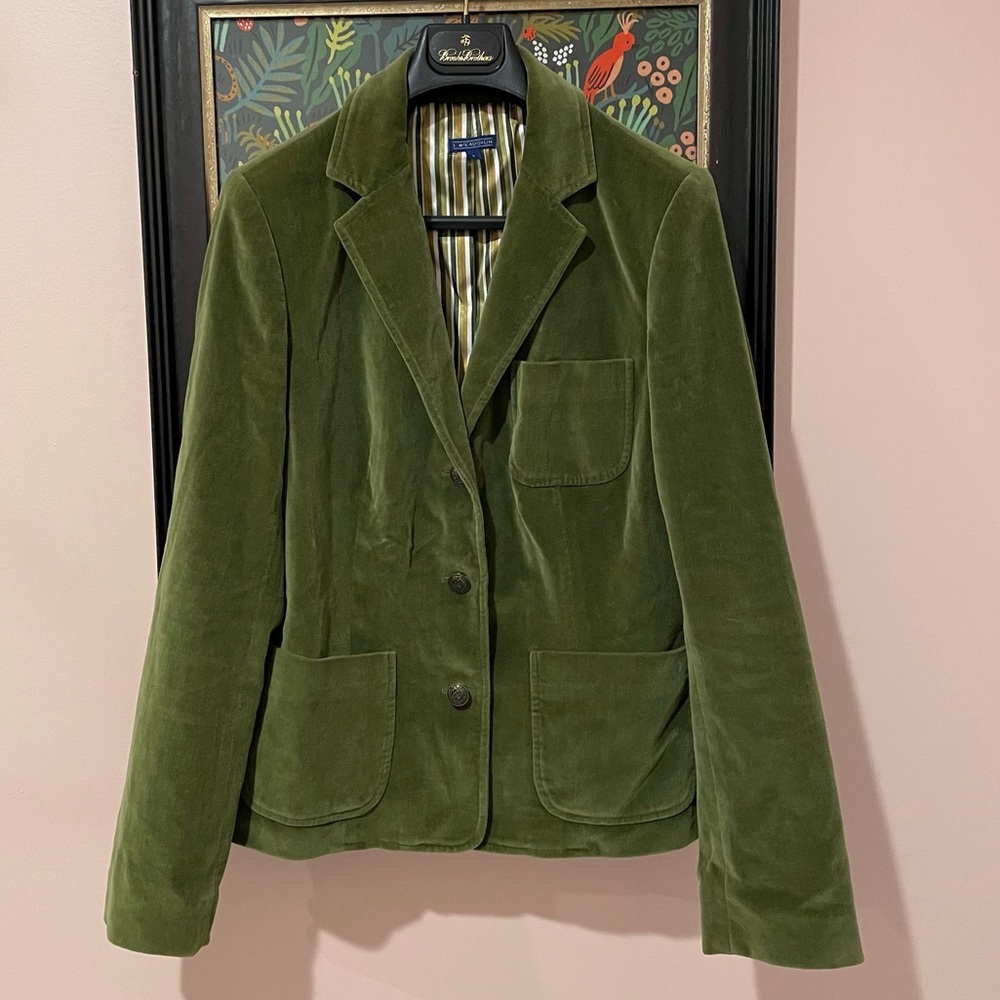 J McLaughlin green velvet blazer jacket women's 6 - Picture 1 of 4